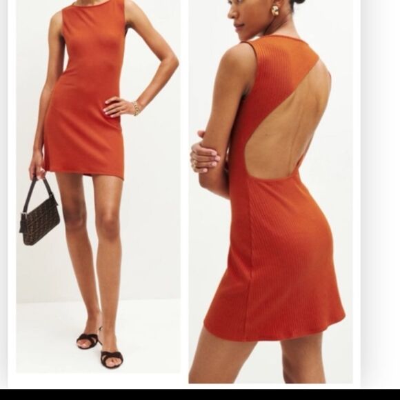 Reformation Adia Knit Dress orange ribbed size XL NWT - Picture 1 of 7